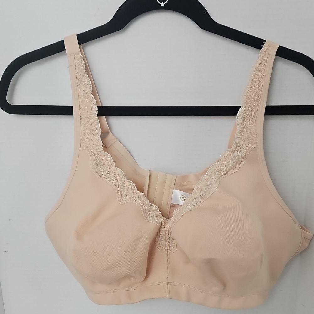 Delimira | NWT Women's Elegant Lace Beige Trim Soft Cotton Bra 48B